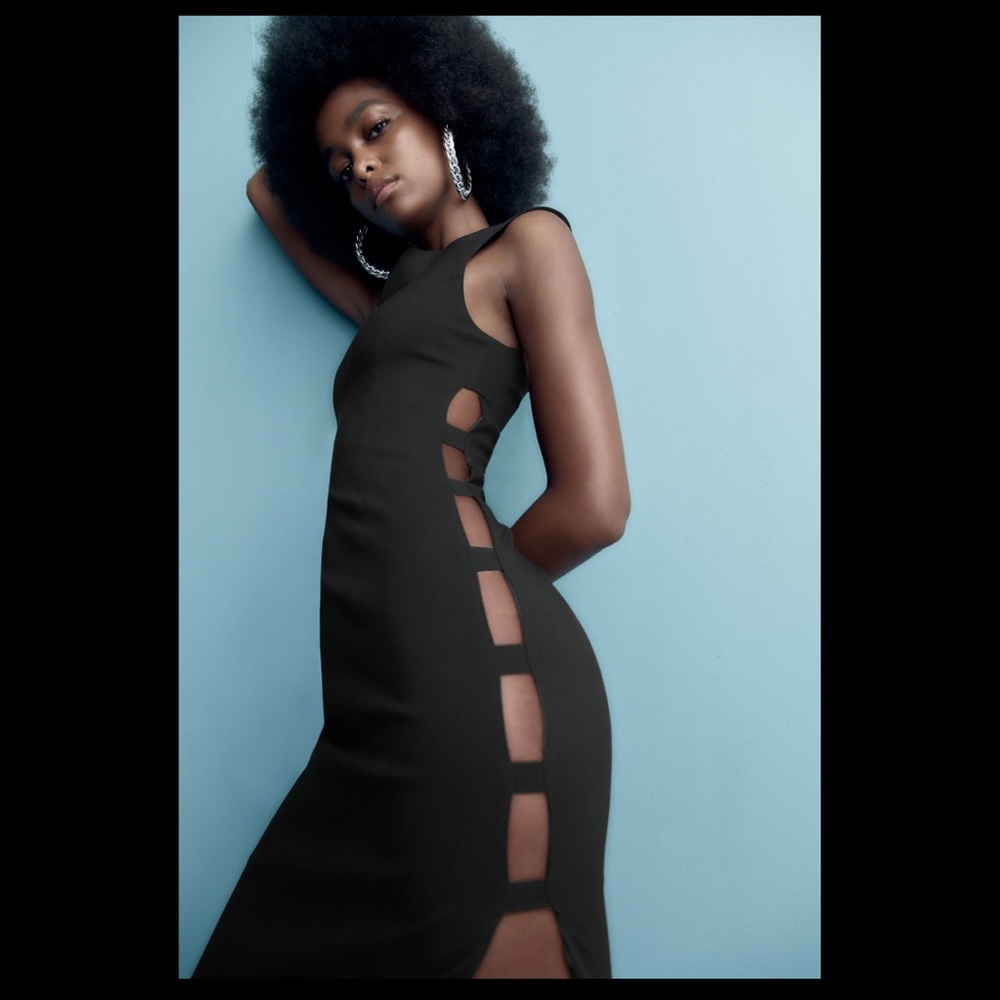 zara black cut out dress NWT